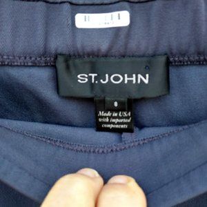 ST. JOHN casual pants steel blue ankle zip sz 8